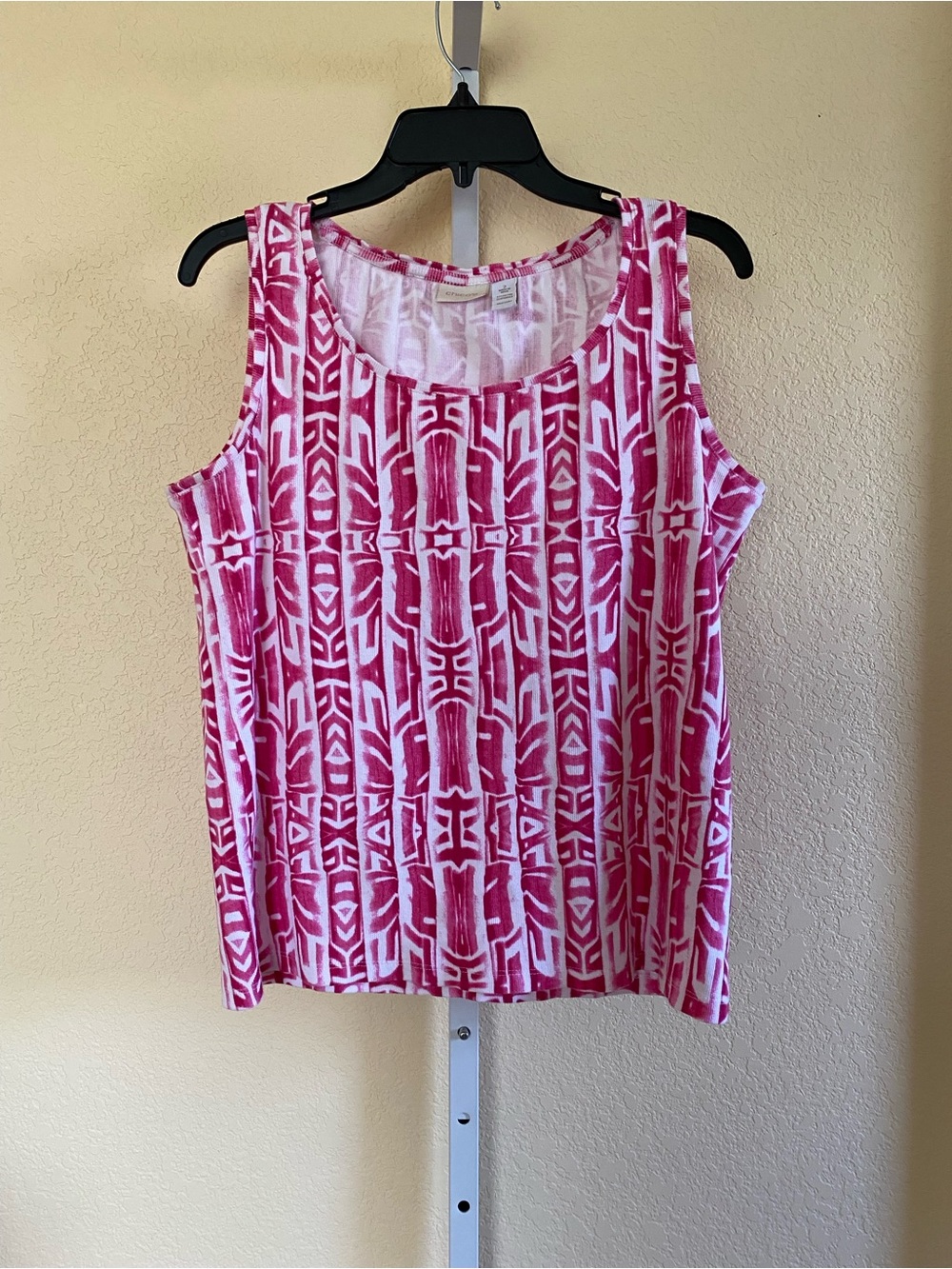 Chico's Pink & White Geometric Tank Top Size Large